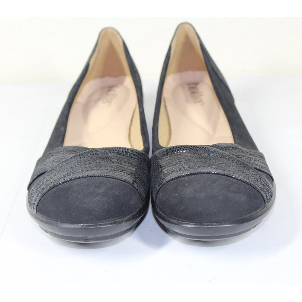 Hotter Natasha Black Suede Leather Ballet Flat Shoes Womens 6.5 Casual Comfort - Picture 2 of 6